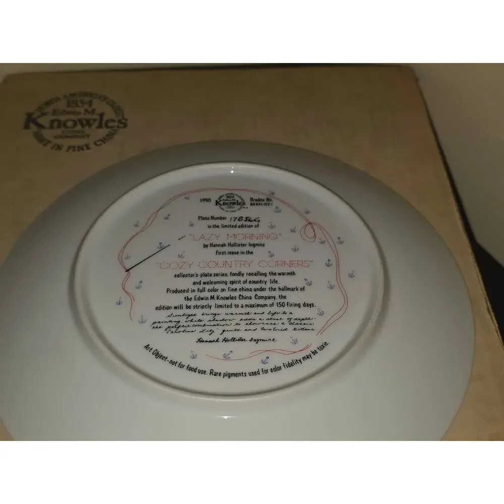 Knowles Cozy Country Corners Lazy‎ Morning Collectible Plate